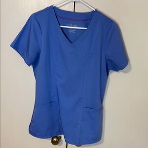 Purple Label by Healing Hands Ceil Blue Scrub Top size Large